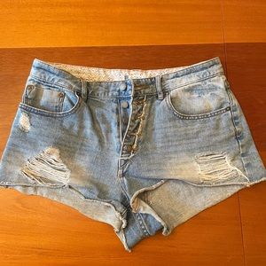 Light washed jean shorts